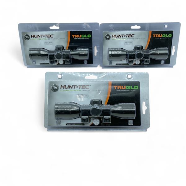 TruGlo Hunt-Tec Compact 4 X 32 mm Illuminated Rifle Scope with Duplex Reticle X 3