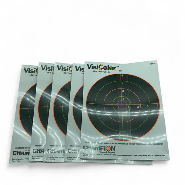 Champion Visicolor 100 Yard Sight-In Bullseye Target 10 Pack X 5 Qty