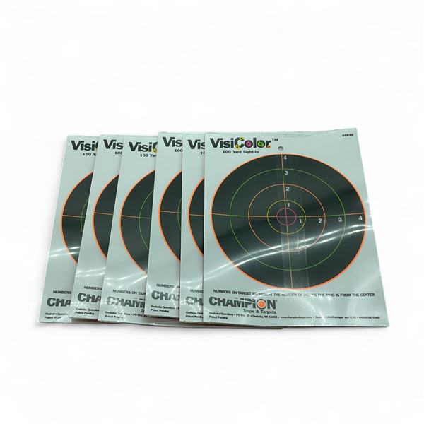 Champion Visicolor 100 Yard Sight-In Bullseye Target 10 Pack X 6 Qty