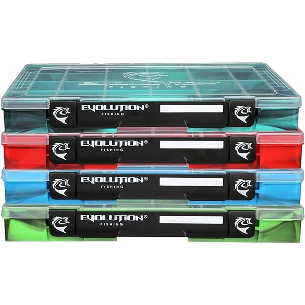 Evolution 3700 Drift Tackle Tray, 4 pack assortment: Green, Blue, Red, Sea Foam, New