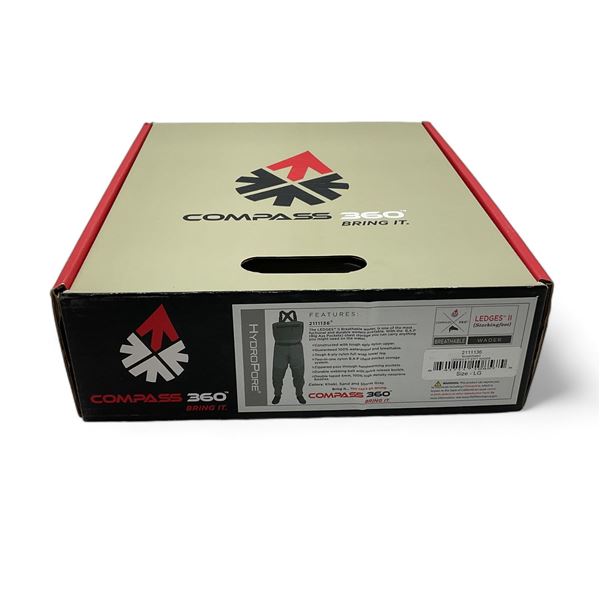 Compass 360 Hydro Pore Ledges II Chest Waders Size Large, New
