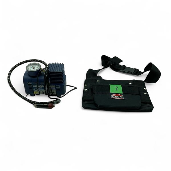 Jobmate Multi-Pocket Tool/ Utility Waist Pouch & Pit Stop 12 V Air Compressor, 250 P.S.I