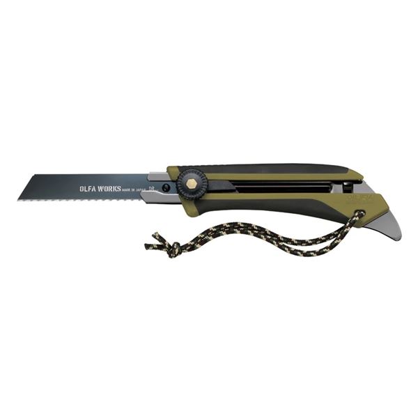 Olfa Works Outdoor Utility Knife, 3.22" Retractable Blade, Olive Drab, New