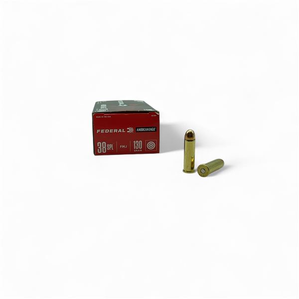 Federal American Eagle .38 SPL, 130 Grain FMJ Ammunition, 50 Rounds