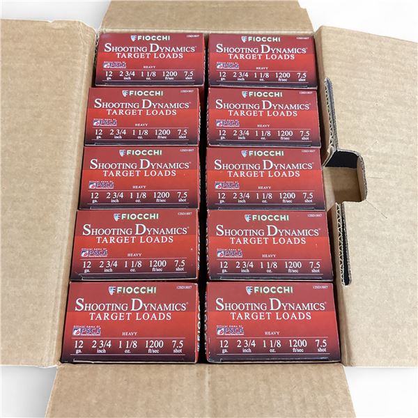 Fiocchi Target Loads 12 Ga, 2-3/4", 1-1/8 oz, #7.5 Shot Ammunition, 250 Rounds