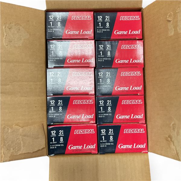 Federal Game Load 12 Ga, 2-3/4", 1 oz, #8 Shot ammunition, 250 Rounds
