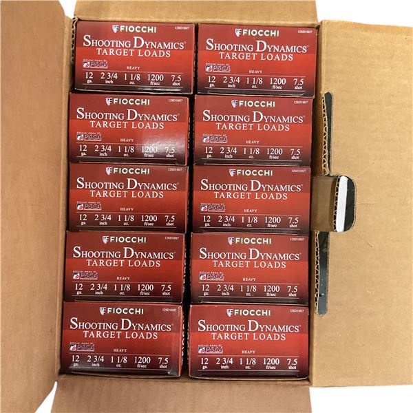 Fiocchi Target Loads 12 Ga, 2-3/4", 1-1/8 oz, #7.5 Shot Ammunition, 250 Rounds