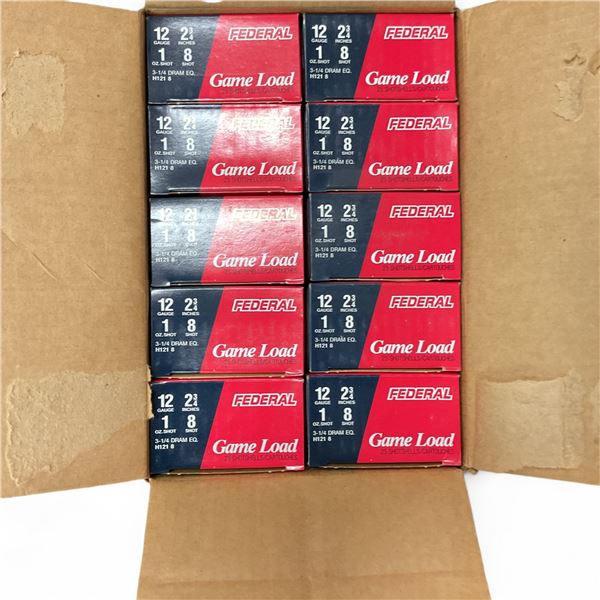 Federal Game Load 12 Ga, 2-3/4", 1 oz, #8 Shot ammunition, 250 Rounds