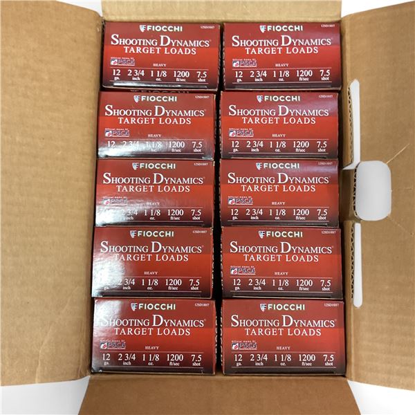 Fiocchi Target Loads 12 Ga, 2-3/4", 1-1/8 oz, #7.5 Shot Ammunition, 250 Rounds