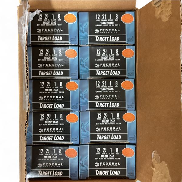 Federal Target Load 12 Ga, 2-3/4", 1 oz, #8 Shot Ammunition, 250 Rounds