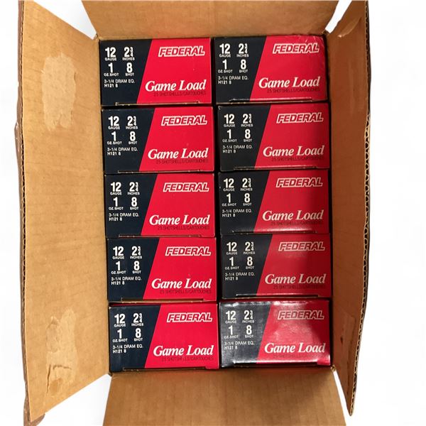 Federal Game Load 12 Ga, 2-3/4", 1 oz, #8 Shot ammunition, 250 Rounds