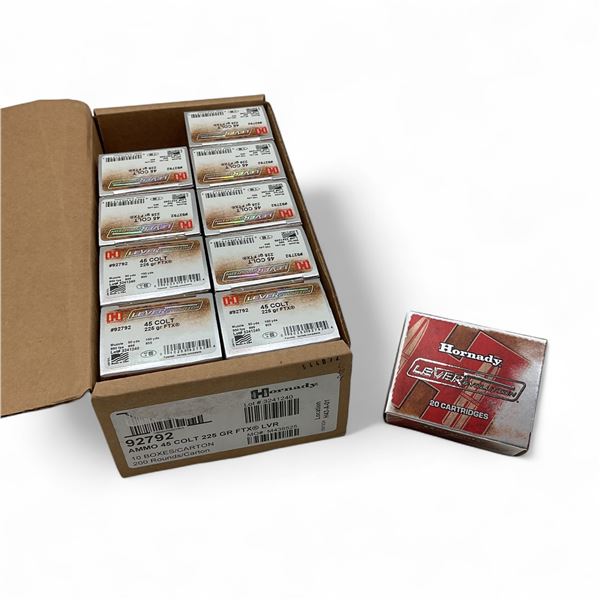 Hornady LeveRevolution 45 LC 225 Grain FTX Ammunition, 200 Round Case