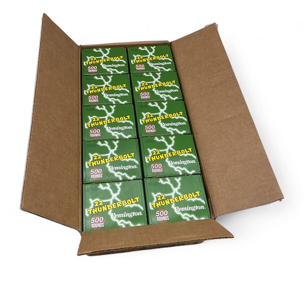 Remington Thunderbolt 22 LR HV Lead Round Nose Ammunition, 5000 Round Case