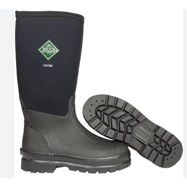 1x MEN'S MUCK BOOT CHORE CLASSIC STEEL TOE CSA Black  Size 10 Mens - 11 Womens