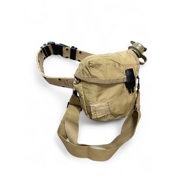 1x Us Desert Duty Belt with Canteen and Canteen Pouch Used Good Condition
