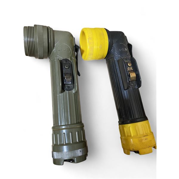 2x GI Flashlights Used Condition Green and Yellow