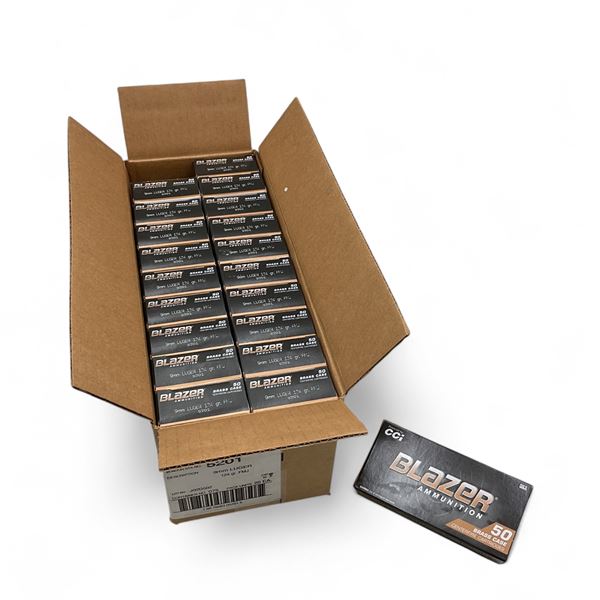CCI Blazer 9 mm 124 Grain FMJ Ammunition, 1000 Round Case