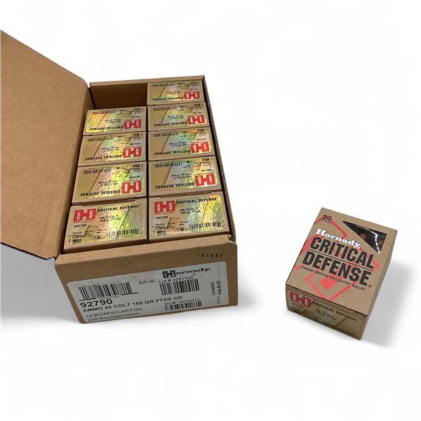 Hornady Critical Defense 45 LC 158 Grain FTX Ammunition, 200 Round Case