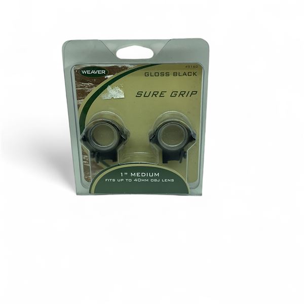Weaver Sure Grip 1" Medium, Gloss Black Rings