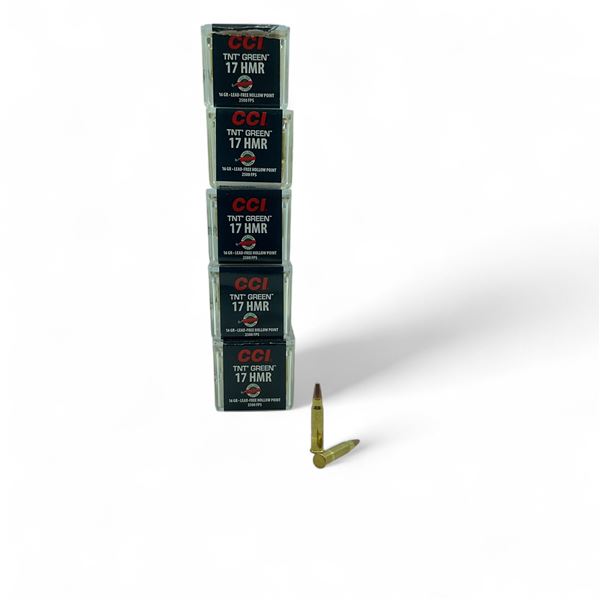 CCI TNT Green 17 HMR, 16 Grain Lead-Free Hollow Point Ammunition, 250 Rounds