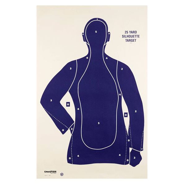 Champion Traps and Targets Police Silhouette 25 Yard Pistol Paper Targets, 100 Qty