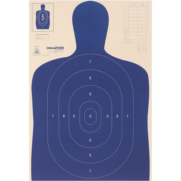 Champion Traps and Targets Police Silhouette Paper B-27 E Targets, 100 Qty