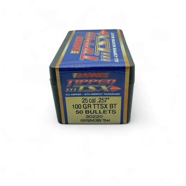 Barnes Tipped TSX 25 Cal (.257") 100 Grain TTSX BT Projectile, 50 Quantity