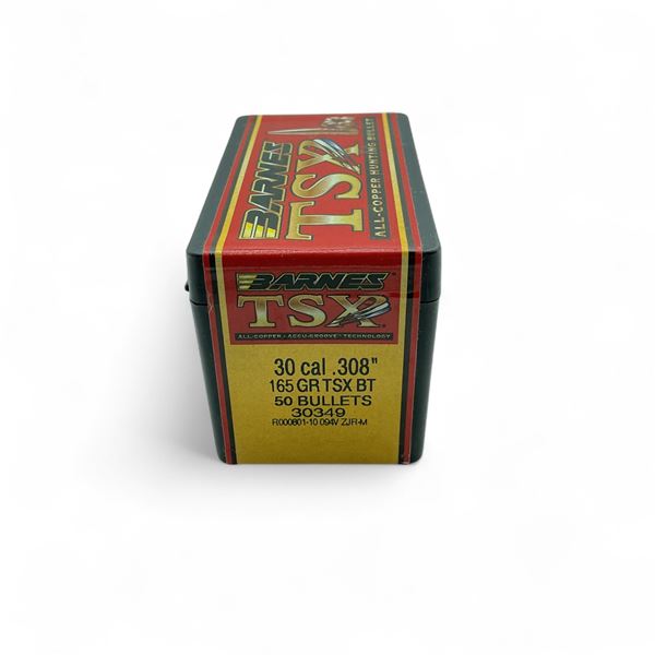 Barnes TSX 30 Cal (.308") 165 Grain TSX BT Projectile, 50 Quantity