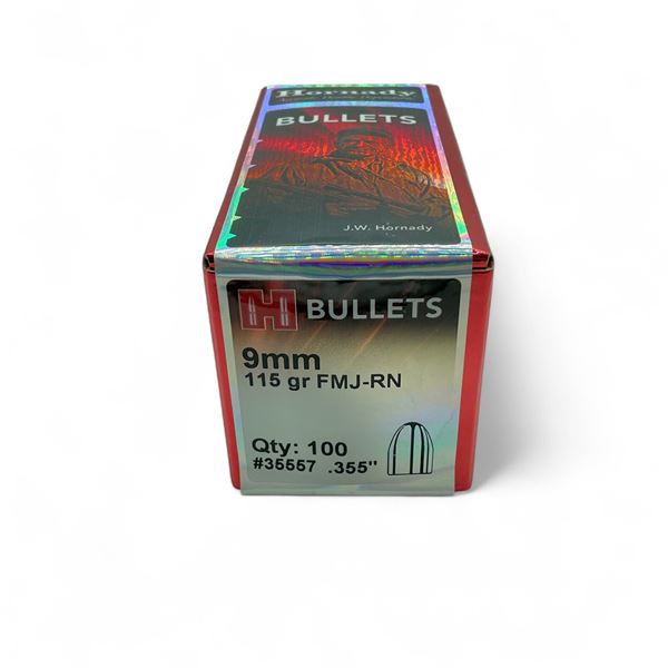 Hornady 9mm (.355") 115 Grain FMJ-RN Projectile, 100 Quantity