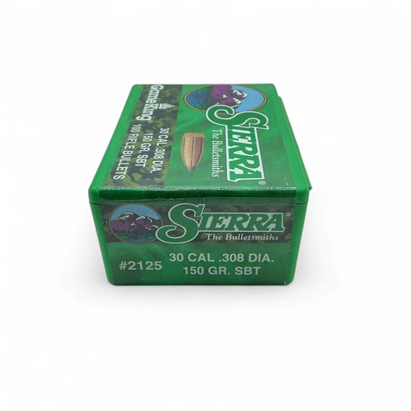Sierra GameKing 30 Cal (.308") 150 Grain SBT Projectile, 100 Quantity