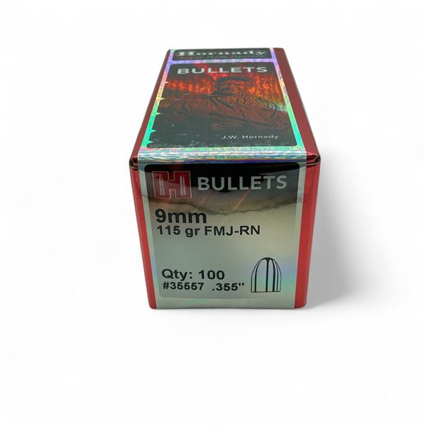 Hornady 9mm (.355") 115 Grain FMJ-RN Projectile, 100 Quantity