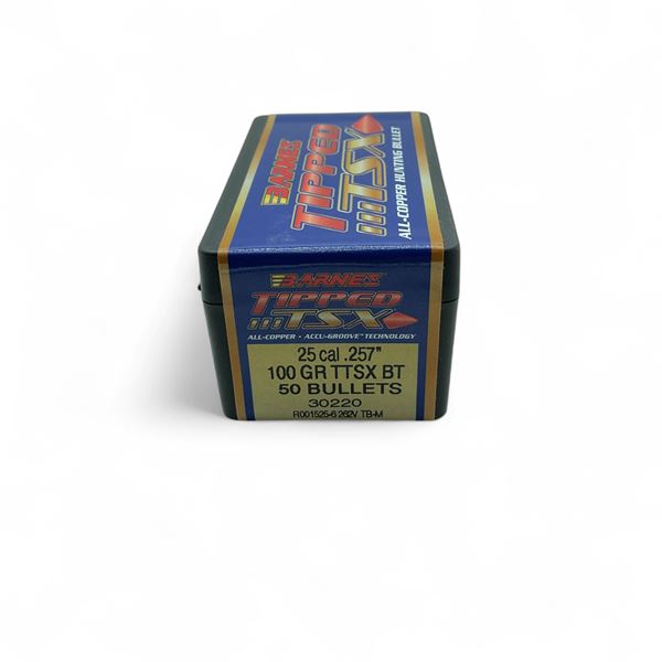 Barnes Tipped TSX 25 Cal (.257") 100 Grain TTSX BT Projectile, 50 Quantity