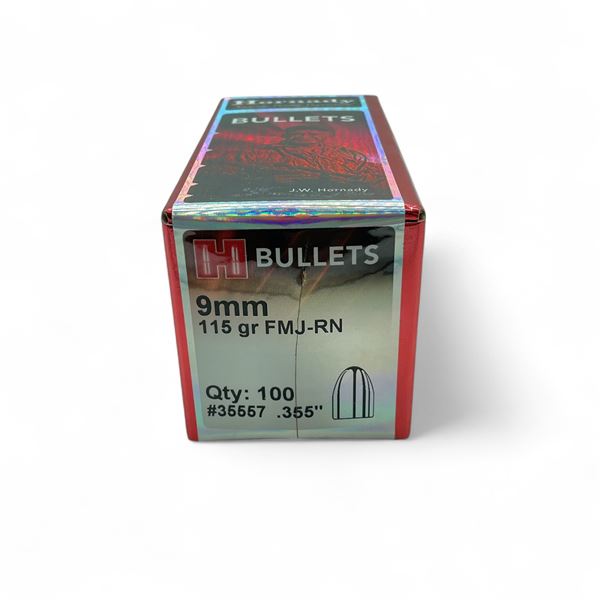 Hornady 9mm (.355") 115 Grain FMJ-RN Projectile, 100 Quantity