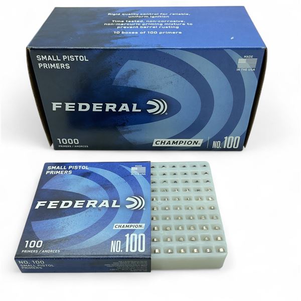 Federal Champion NO. 100 Small Pistol Primers, 1000 Quantity