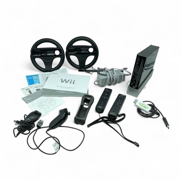 Wii Model RVL-001 Game Console with Stand, Manuals, 2 Remote Sets and Accessories