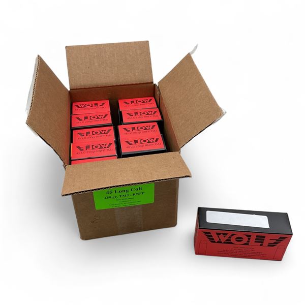Wolf Bullets Ammo, 45 LC 250 grain RNFP, Case of 500