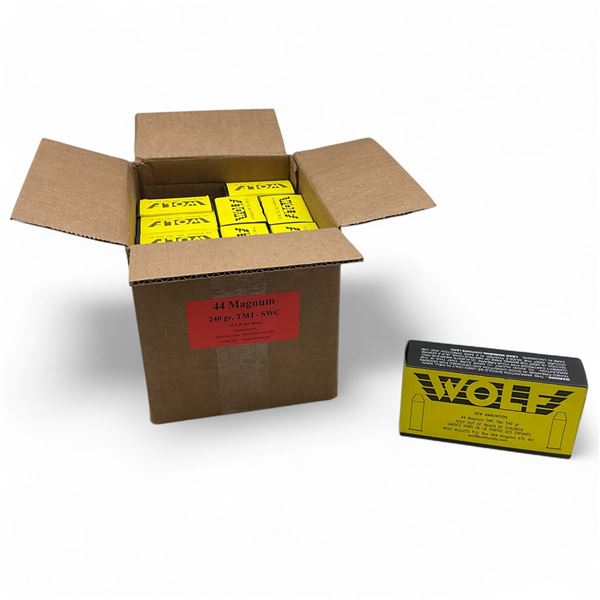 Wolf Bullets Ammo, 44 Mag 240 Grain TMJ SWC, Case of 500