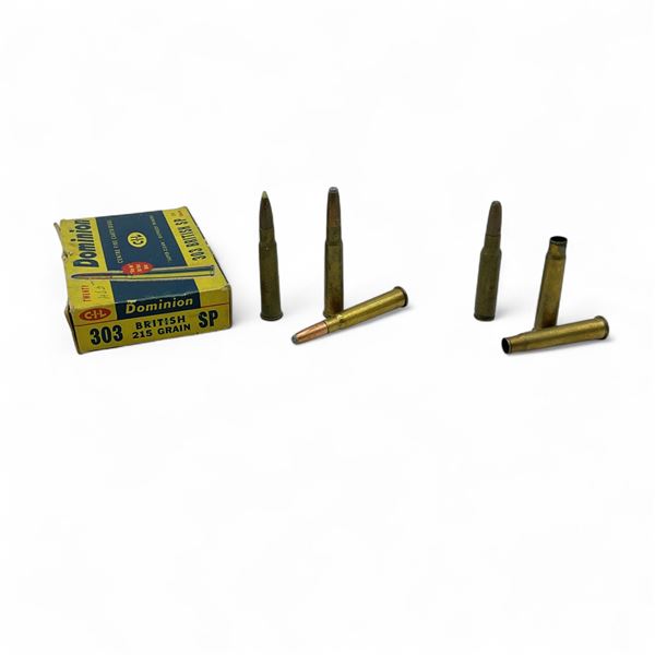 Assorted 303 British and 303 Win Ammunition, 11 Rounds and 303 British Brass Casings, 3 Qty