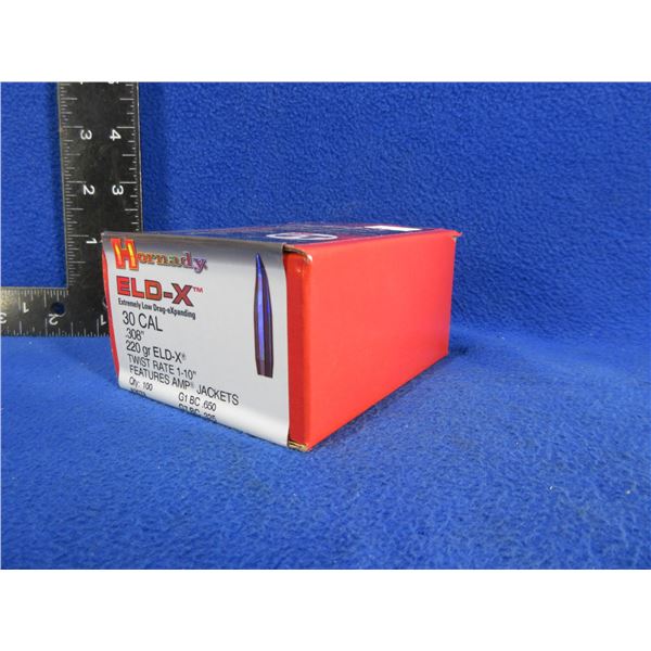 30 Cal. .308" 220gr ELD-X Hornady Bullets - Sealed Box of 100