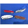 Image 1 : 4 Folding Blade Pocket Knives - 3 are Swiss Style, 1 is Lock Blade