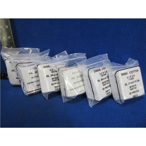 NEW - Cotton Swabs - 2.5" x 2.5" - 6 Packs of 50