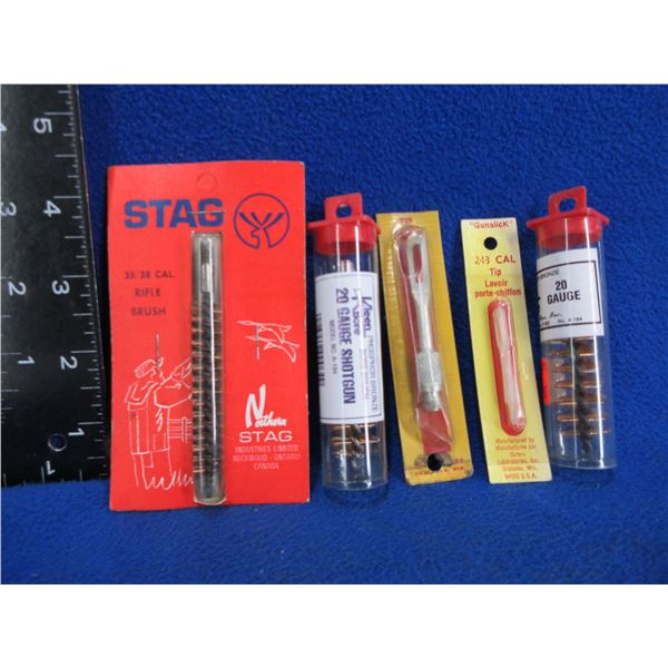 2 - 20 Ga. Bore Brushes, 35/38 Cal. Brush and 2 Tips