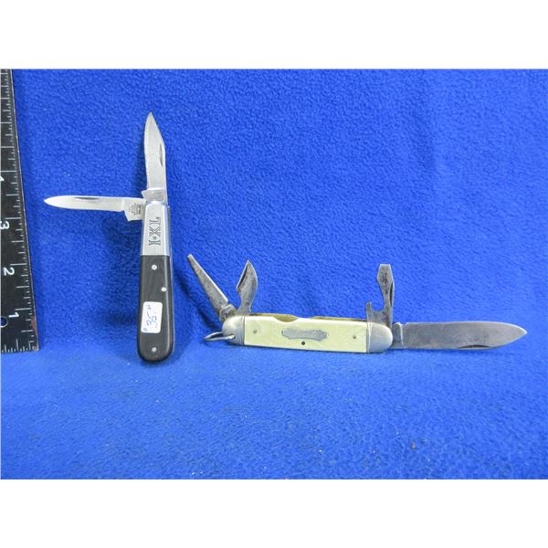 2 Vintage Folding Blade Pocket Knives - Imperial Scout, I*XL George Wostenholm