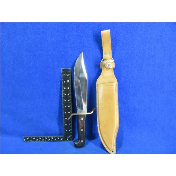 Western USA W49 Bowie Fixed Blade Knife with Leather Sheath