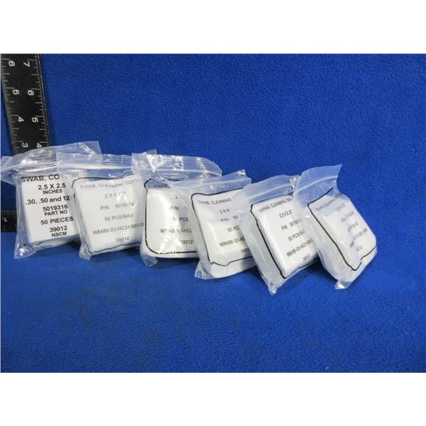 NEW - Cotton Swabs - 2.5" x 2.5" - 6 Packs of 50
