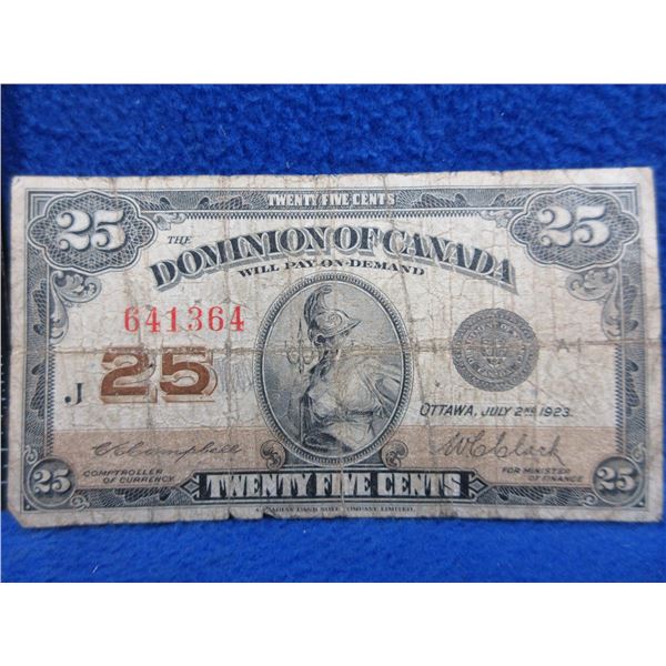 1923 Canadian 25 Cent "Shinplaster" Note