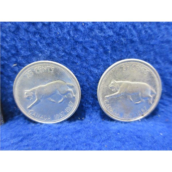 2 - 1867-1967 Canadian 25 Cent - Elizabeth II - .800 Silver