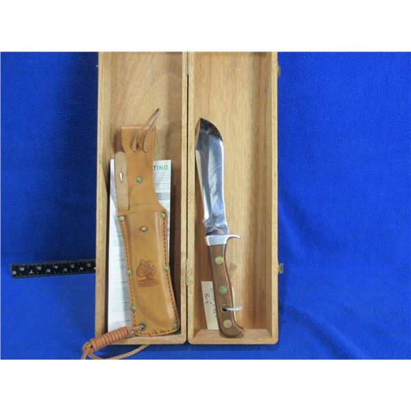Puma White Hunter Fixed Blade Knife # 90174 with Leather Sheath & Wood Box
