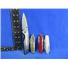 Image 1 : 4 Folding Blade Pocket Knives - 3 are Swiss Style, 1 is Lock Blade Multi-Tool