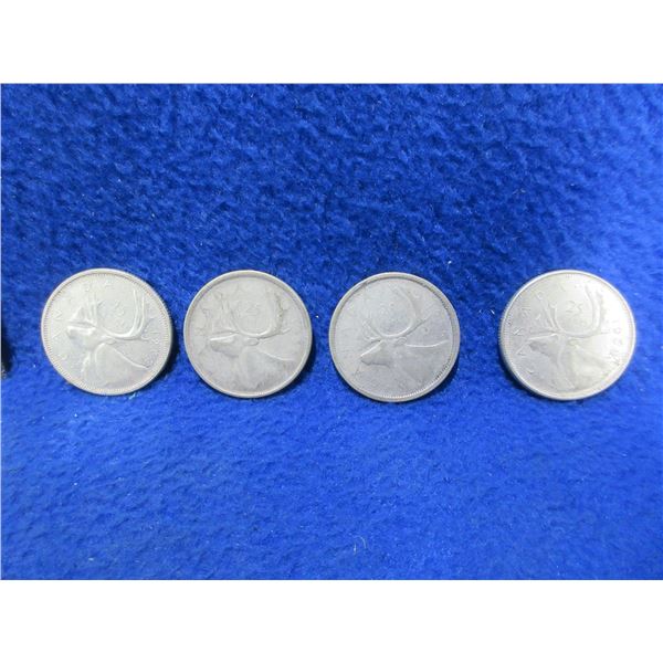 4 - Canadian 25 Cent Pieces - 1955, 1955, 1962, 1968